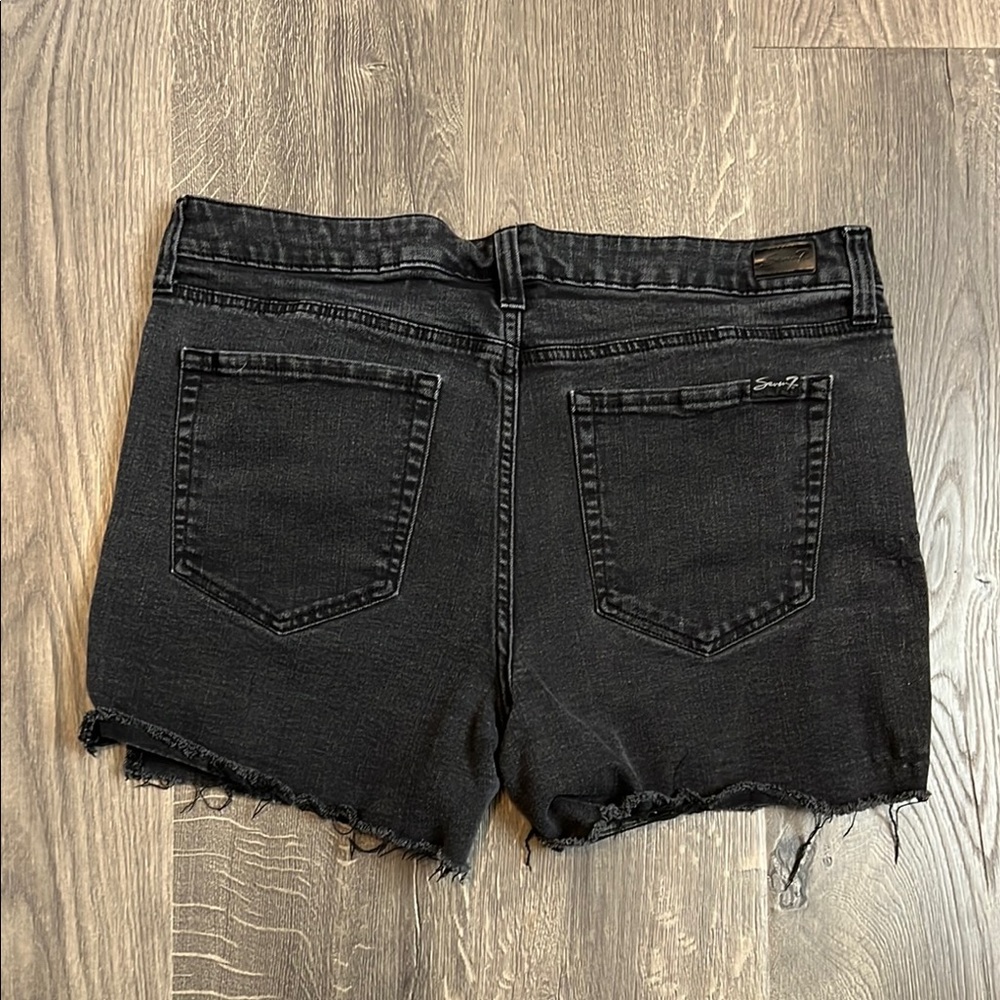 Seven7 Black Jean Shorts Distressed Cut-Off Hem